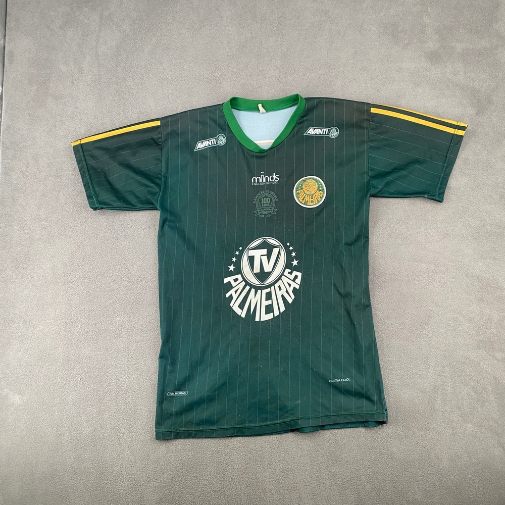 Palmeiras 100 Anos Centenary Soccer Jersey Green Pinstripe Number 10 Mens Small